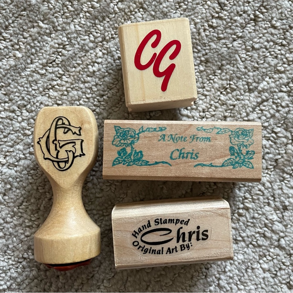 Customized Initials “CG” and “Chris”Handcrafted Wooden Stamp Set